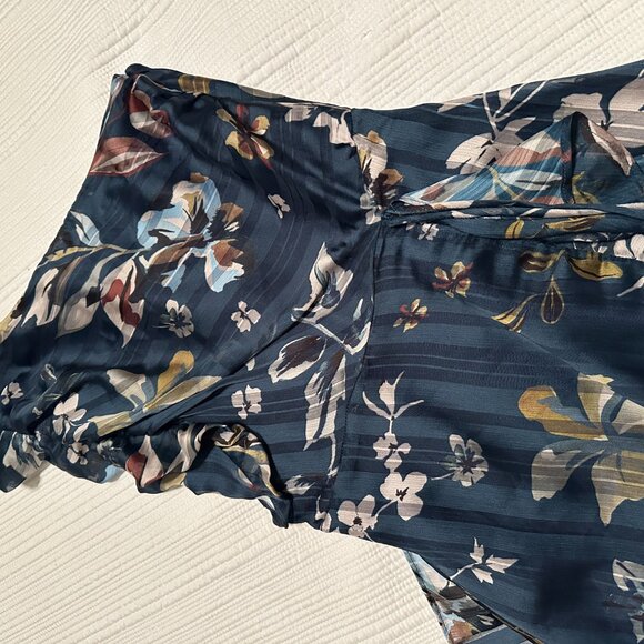 Adelyn Rae Navy Blue Floral Print Ruffled One-Shoulder Dress - Picture 5 of 7